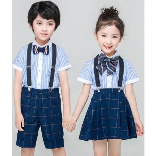 School Striped Shirt Clothes Set School Chorus Stage Uniform Girls & Boys Clothes For 3 4 6 8 10 12 14 16 17 Years Old RKS194023