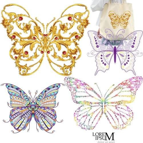 Butterfly Stickers Cheap Heat Transfer printing Thermal Stickers Chest badges Iron-on Transfers Patches for clothing