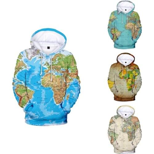 3d Hoodies Pullover World Map Print Fashion Cool Hip Hop Men Women Hooded Hoody Pocket Long Sleeve 3D Hoodie Sweatshirts Top 4XL