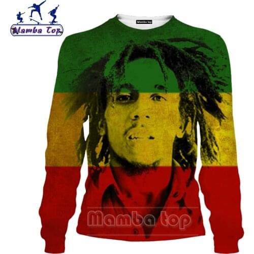 Mamba top 3D Newest Rock Singer Bob Marley Sweatshirt Autumn Long Sleeve Mens Hoodie Weeds O Neck Men Clothing Women Sportswear