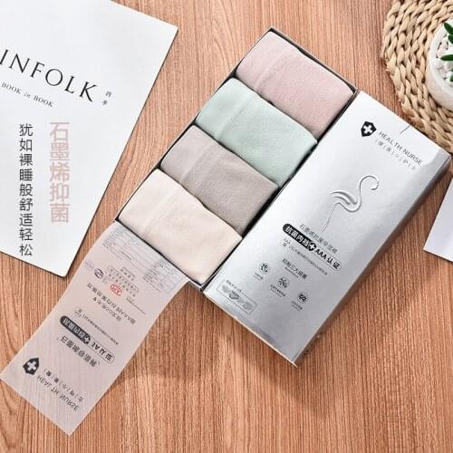 Silver Box Graphene Underwear Honeycomb Moisture Conductive Bottom Womens Underwear Breathable Briefs 4 Pack