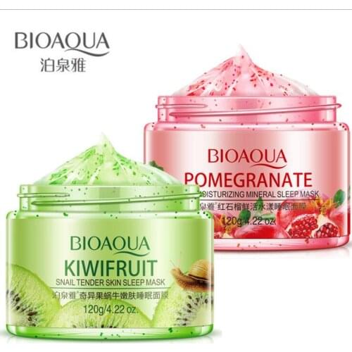 BIOAQUA Sleeping Face Mask Cream 120g No Wash Pomegranate Kiwif fruit Snail Soothing Gel Night Cream Skin Care for Moisturizing