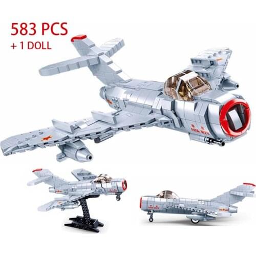 WW2 Blocks Military War Aircraft Toy Building Blocks Army War Planes Weapons MIG-15 BIS Fighter Jet Toys For Boys Bricks Gift