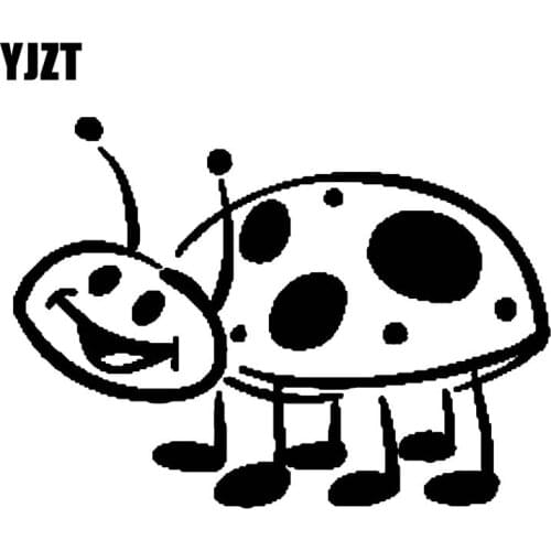 YJZT 13.4CM*9.6CM Ladybird Art Car Sticker Fun Decor Vinyl Decal Black/Silver C19-0148