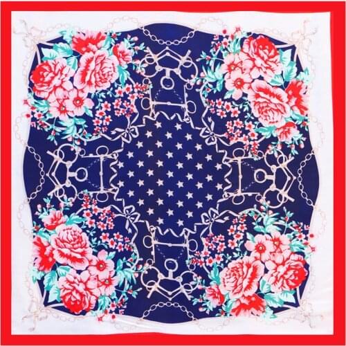 2018 21 colors 90cm*90cm New Luxury Print Brand Frame Striped Women Fashion Twill Silk Scarf Small Square Scarves Hijab Headband