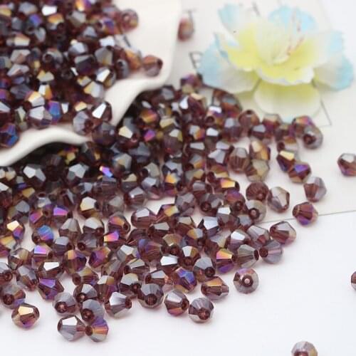 1000pcs 4mm AAA Bicone Upscale Austria Medium purple crystal AB Colour plating Loose bead bracelet Jewelry Mak Accessories DIY