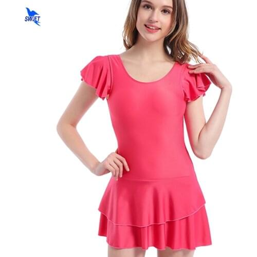 2020 Plus Size Vintage Cover Belly Swimwear One-Piece Bikini Women Ruffle Skirt Hot Spring Dress Swimsuits Beach Bathing Suit