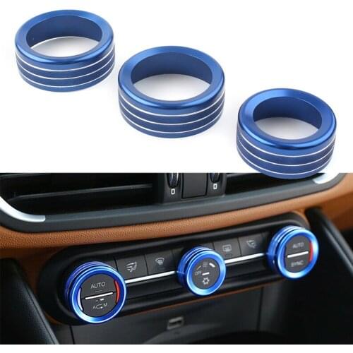 3x Car Interior Central Control Air Condition Switch Knob Ring AC Cover Trim For Alfa Romeo Giulia Stelvio 2017 2018 2019 2020