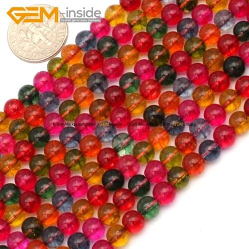 6mm Round colorful glass Beads Round mixed color BeadsDiy Fashion Jewelry Strand 15" Free Shipping