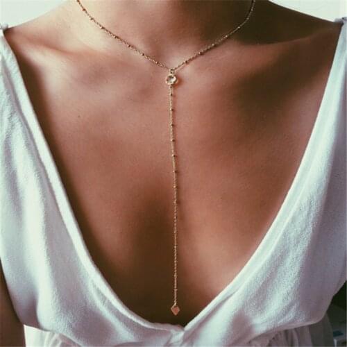 Bohemian Simple Square Pendants Necklaces For Woman New Long Chains Gold Silver Color Clavicle Fashion Female Chocker Jewelry
