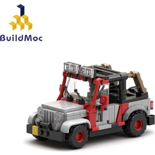 BuildMoc Jurassic Technic Toys MOC Mini Car Super Sports Vehicles Creator Assembled Children Educational Building Blocks For Boy