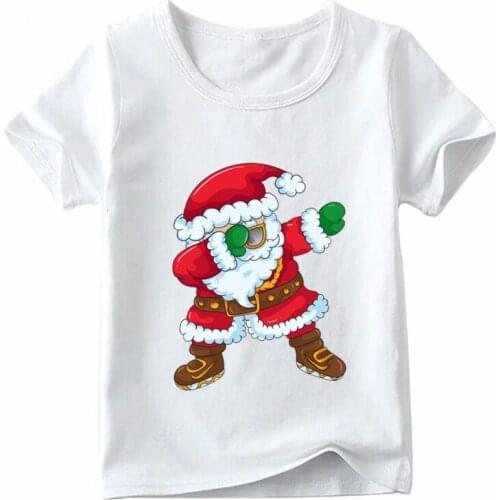 Kids Cartoon Merry Christmas Dabbing Santa Pattern T Shirt Baby Girls Summer White T-shirt Boys Casual Funny Clothes