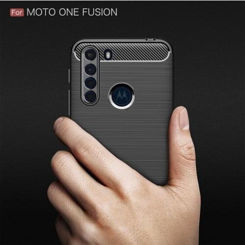 For Motorola Moto One Fusion 6.5" Carbon Fibre Case Slim Rugged Armor Shockproof Soft Rubber Silicone Phone Cases Cover