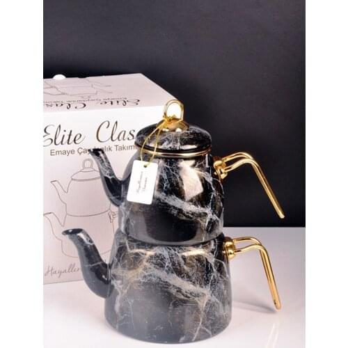 Black Elite Class Enamel Teapot Pattern 200582