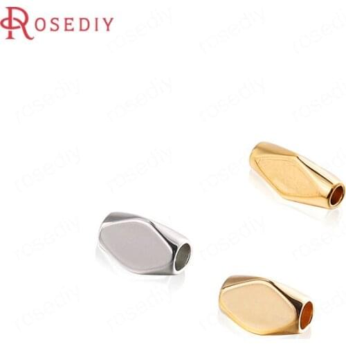 F238)20 pieces 6*4mm 10*4.5mm 24K Gold Color Brass Prismatic Spacer Bracelet Beads High Quality Jewelry Findings Accessories