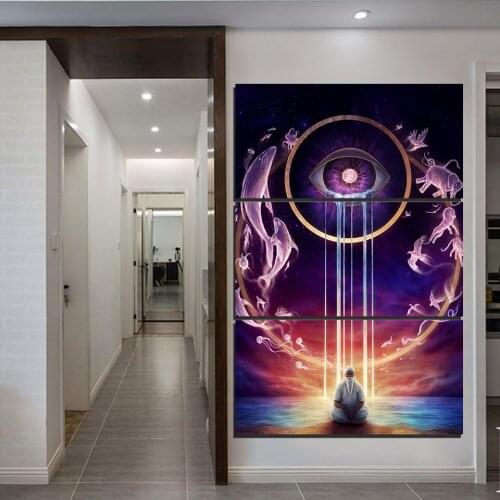 JIE DO ART HD print 3 piece canvas art Meditation Life cycle painting with frame Home Decoration