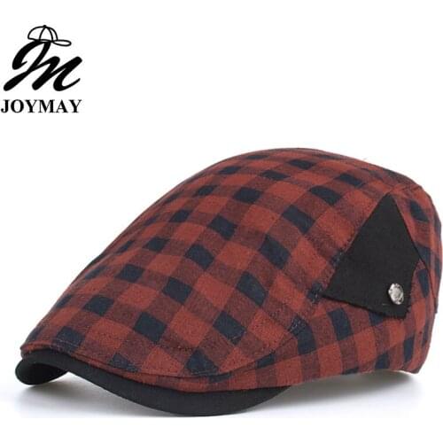 JOYMAY 2018 New Arrival Spring Berets Caps Unisex Casual grid Vintage Peaked Cap Newsboy Hats Visors Casquette Cap Y045