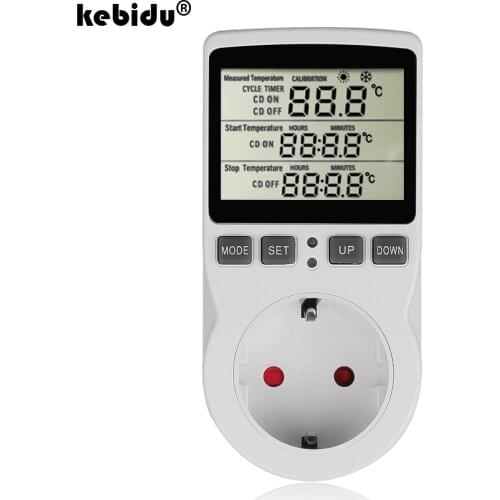 Kebidu Thermostat Digital Temperature Controller Socket Outlet Multi-Function With Timer Switch Sensor Heating Cooling 16A 220V