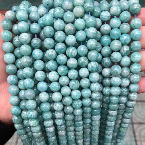 Natural Stone Russian Amazonite Round Loose Beads For Jewelry Making 15" Strand DIY Accessorries Beads For Bracelet 6mm 8mm 10mm
