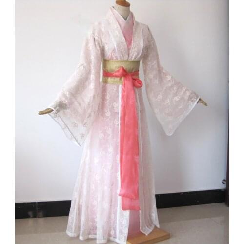 Liu YiFei 2 Designs White Pink Fairy Costume for TV Play The Condor and The Lovers Wang YuYan Drama Costume Hanfu