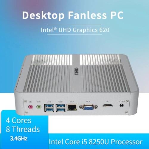 New Kaby Lake 8250U HYSTOU Fanless Mini PC Core i5 7260U Mini Computer Wind 10 Intel NUC i3 7100U HTPC HD TV Box WiFi