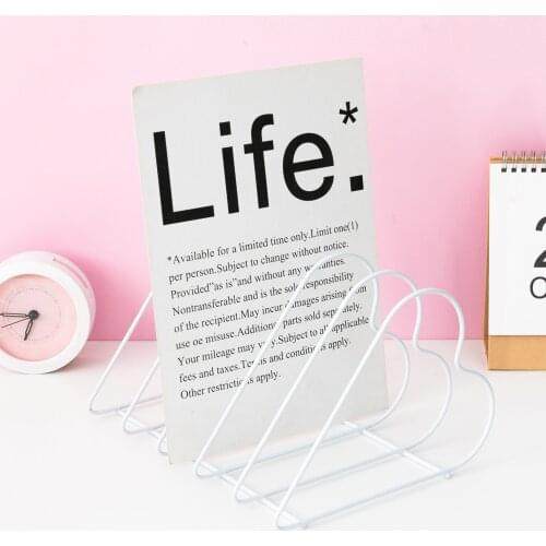 New Arrived Magazine Holder Metal Rose Gold Heart Shaped Bookshelf Document Folder Letter and Book Desk Document Organizer