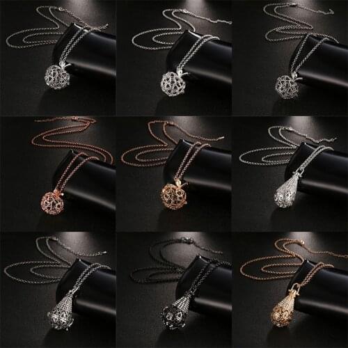 New Mexico Chime Water Drop Style Aromatherapy Diffuser Necklace Music Ball Vintage Zircon Locket Romantic Woman Pendant Jewelry