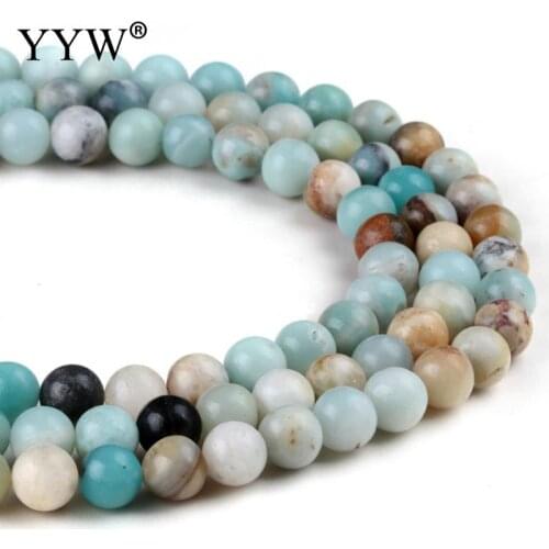 Wholesale Natural Stone Amazonite Beads Mixed Color Round Loose Beads 4/6/8/10/12mm DIY Necklace Bracelet For Jewelry Making