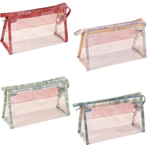 Portable Multi-purpose Clear Cosmetic Organizer Bag Clear Pencil Pouch Large Zippred Pocket Waterproof for School Travel K5DB