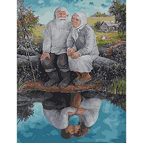 Elderly couple Painting By Number For Adults Acrylic Paint DIY Craft Kits Handmade On Canvas Coloring By Number Decor Art
