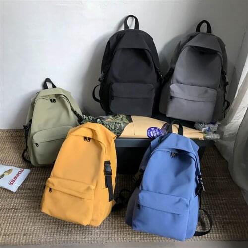 Korean Style Students School Bag Women Waterproof Nylon Backpacks Fashion Teenager Solid Color Casual Kawaii Travel Backpack