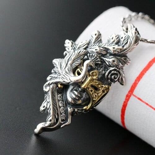 Silver Wholesale Handmade S925 Sterling Silver Pendants Retro Thai Silver Pendant Beauty Mask Men And Women Silver Pendant