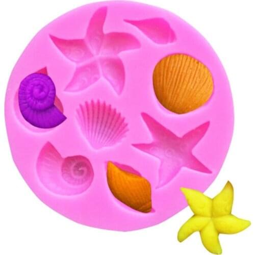 DIY Lovely Shell Starfish Conch Sea Silicone Mold Fish Mermaid Tail Fondant Cake Decorating Tools Soap Mold Cake Chocolate Tools