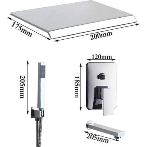 Monite Chrome Polished Modern Wall Mounted Bathtub Shower Mixer Set Solid Brass Bathroom Shower Sets Waterfall Shower Faucet