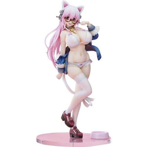 27CM Nitro Super Sonic Super Sonico White Cat Ver PVC Anime Sexy Girl Action Figure Toy Modle Doll Collection Toys Gifts
