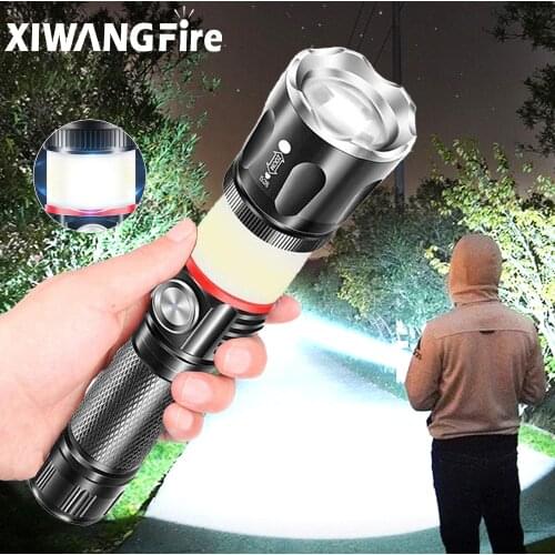 T6 COB Led Flashlight Magnetic Strong Light Flashlight 1000LM 4 Modes USB Rechargeable Torch Lantern Flashlight Camping Light