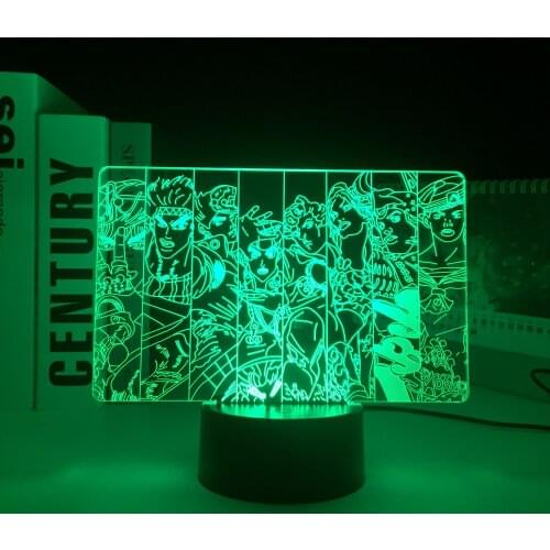 Anime JoJo Bizarre Adventure Group 3D LED Light for Bedroom Decor Light Birthday Gift for Him Manga JoJo LED 3D Lamp