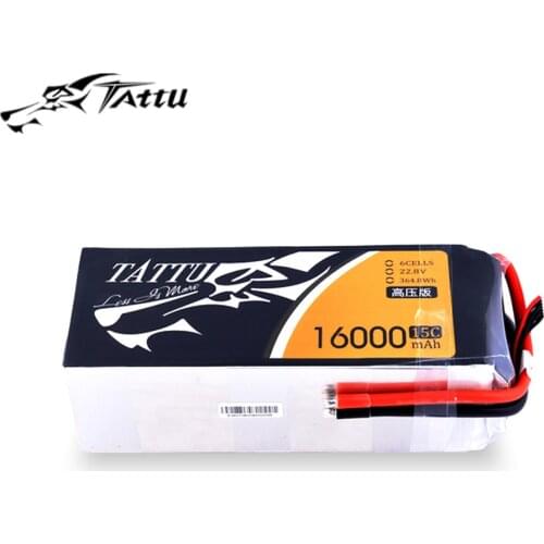 TATTU 16000mAh 15C 6S 22.8V high voltage Lipo battery pack for professional multirotor drone, plant protection drone