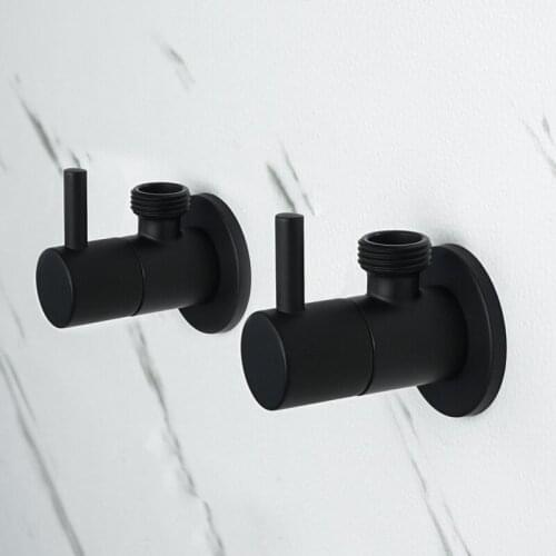 Free Shipping Corner Valve G1/2 Brass Copper Matte Black Angle Valve for Kitchen Bathroom Toilet Hot and Cold Water Stop Valve