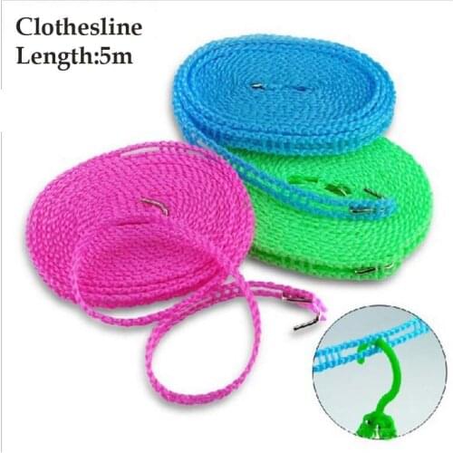 Outdoor 5M Non-slip Windproof Clothesline Travel Step Color Dring Rope Washing Line Camping Drying Clothes Hanger Rack Line