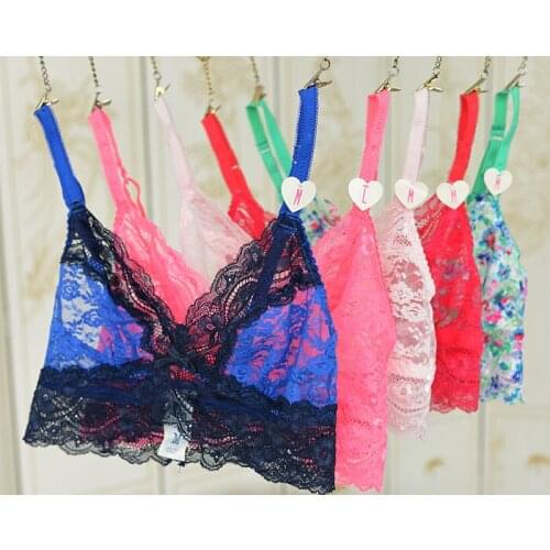 Chromophous full lace ultra-thin sexy young girl spaghetti strap vest wireless bra