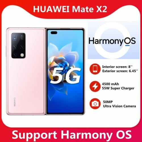 Original New HUAWEI Mate X2 5G SmartPhone 8 inch Folded Screen OLED Kirin 9000 Octa Core 55W SuperCharge NFC 50MP Main Phone