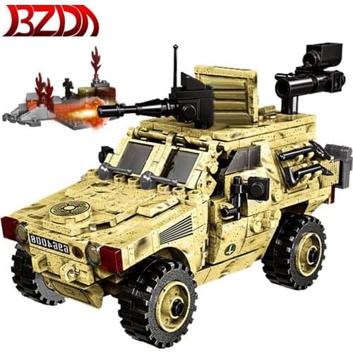 BZDA High-Tech Car Wheeled armored Vehicle Building Blocks Military Series Bricks Toys Car Model off-road vehicle For gifts