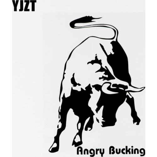 YJZT 10.6CM×15.5CM Angry Bucking Animal Cattle Vinyl Car Sticker Decal Black/Silver 8C-0294