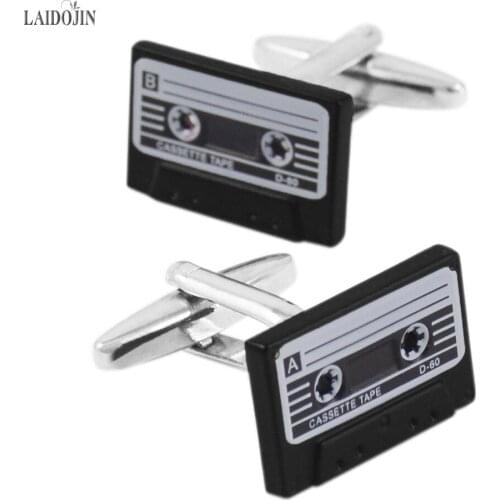 LAIDOJIN Retro Cassette tape Cufflinks for Mens Shirt Cuff bottons High Quality Enamel Cufflink Fashion Men Brand Jewelry Design