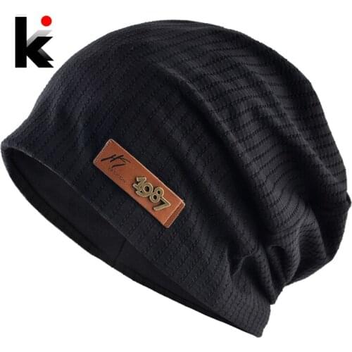Womens Beanie Autumn Solid Color Turban Hats Ladies Spring Fashion Beanies With Leather Patch Hip Hop Bonnet Hats Men Gorras
