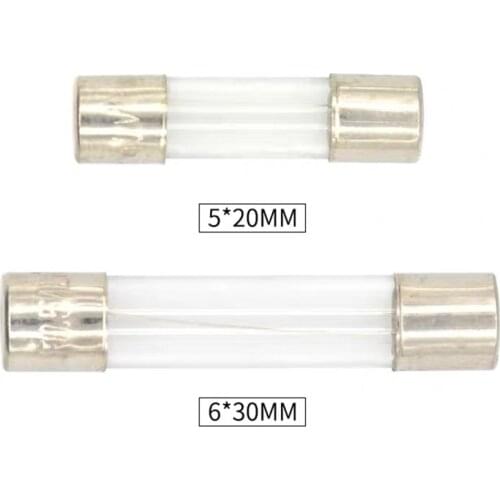 10 pcs / batch glass tube fuse fuse 5 x20 6x30 mm 250 V 0.2A 0.5A 1A 2A 3A 4A 5A 6A 8A 10A 12A 15A 20A 30A fuse Free shipping