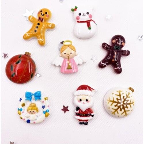20pcs Resin Colorful Christmas Combination Flatback Cabochon Stone Figurines Christmas Embellishments DIY Scrapbook Craft H30