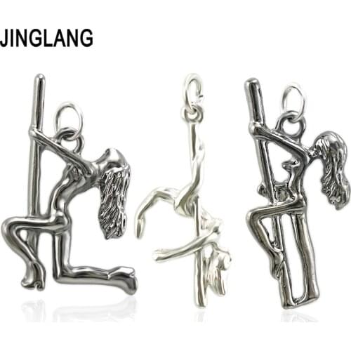 JINGLANG New Fashion Charms Gift Pole Dancer Girl Alloy Pendant Making Bracelet Necklace Jewelry Accessories 30 pcs