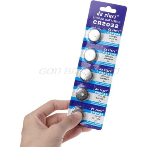 5PCS 5PCS Button Battery 3V CR2032 BR2032 DL2032 ECR2032 Cell Coin Lithium Li-ion Batteries Promotion Watch Computer LED Light
